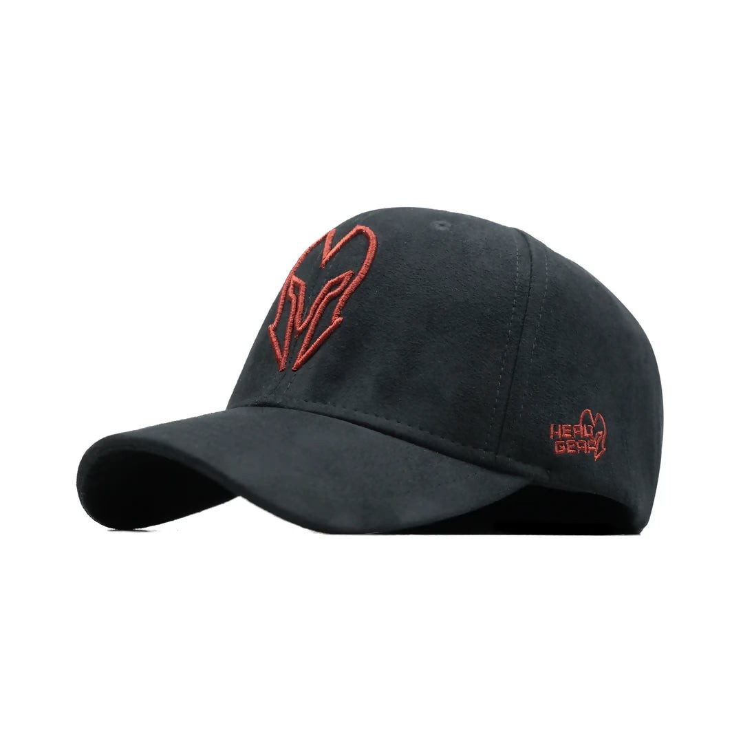 HEAD GEAR BLACK AND RED CONTRAST SUEDE CAP